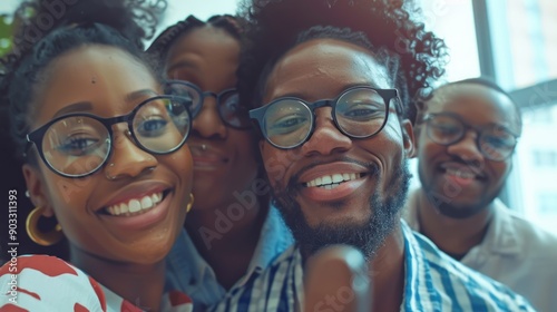 People taking a photo together, informal gathering with phones