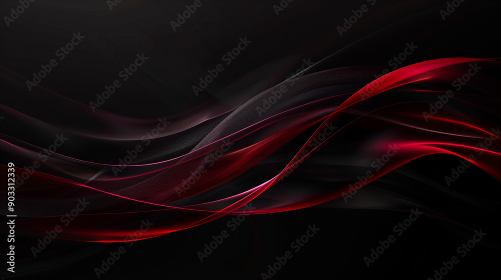 Fototapeta premium Elegant Black Background with Subtle Deep Red and Platinum Highlights