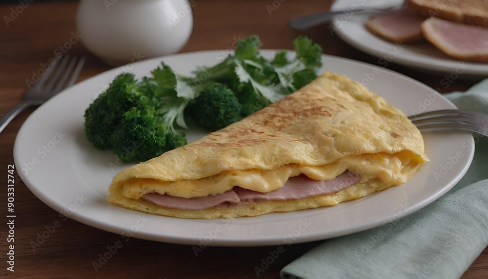 ham and cheese omelette on a plate ham and cheese omelette on a plate
