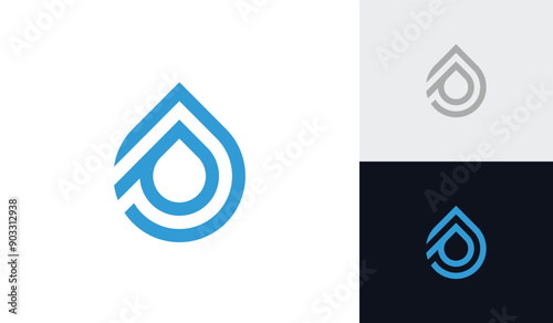 Letter JP water drop initial monogram logo design