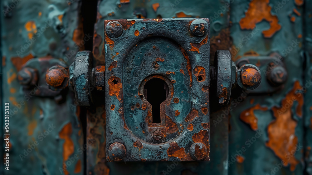 Macro Shot of Old Rusty Lock Showcasing Corroded Metal Texture Macro Shot of Old Rusty Lock Showcasing Corroded Metal Texture