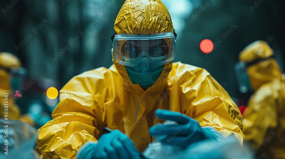 Close-Up of Forensic Professionals Collecting Evidence at a Crime Scene Close-Up of Forensic Professionals Collecting Evidence at a Crime Scene