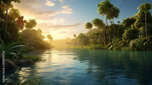 Fresh Green Paradise Scenery Amazonian Rainforest