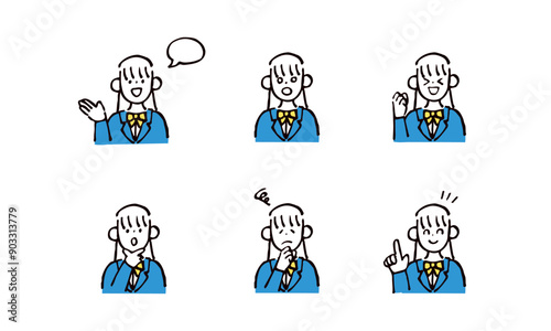 女子学生のイラストセット
