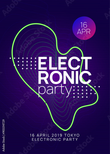 Night Club Event. Pink Sound Magazine. Night Club Design. Soundwave Beat Invitation. Violet Party Poster. Techno Electro Graphic. Concert Invite. Blue Night Club Event