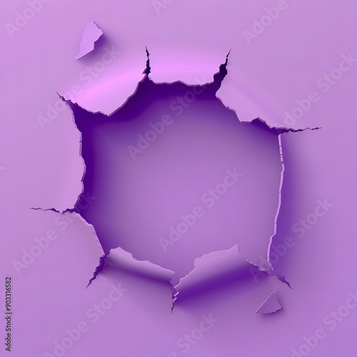 Purple Torn Paper with Hole in the Middle in 3D Style photo