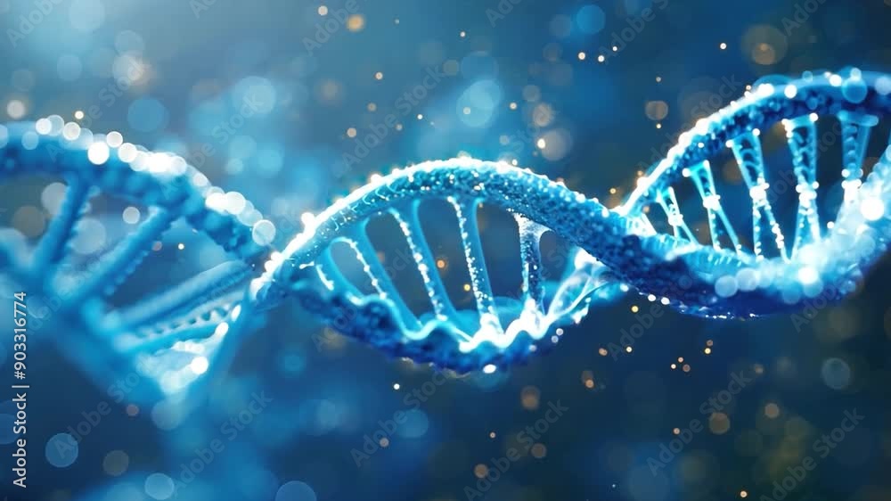 Rotating Double Helix DNA in Blue Space