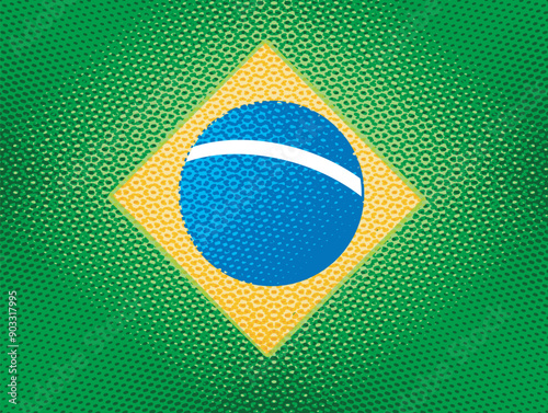  Stylized Brazilian flag with halftone. September 7. Brazilian Independence Day.