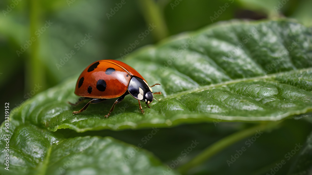 Ladybugs are sitting on flowers and leaves. Ladybugs are sitting on flowers and leaves.