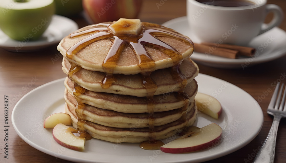 stack of cinnamon apple pancakes on a plate stack of cinnamon apple pancakes on a plate