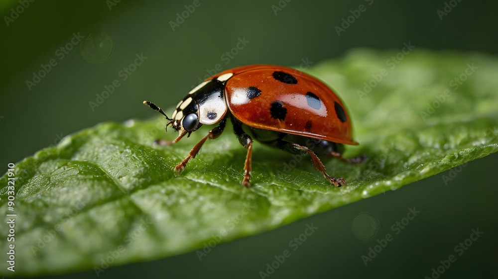 Ladybugs are sitting on flowers and leaves. Ladybugs are sitting on flowers and leaves.