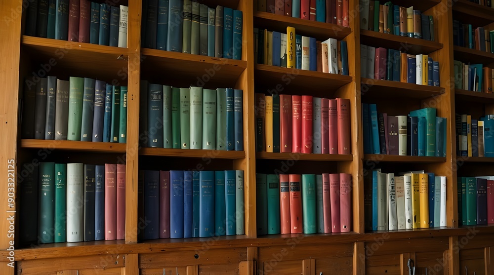 bookcase in the reading room of the library in a colorful state bookcase in the reading room of the library in a colorful state