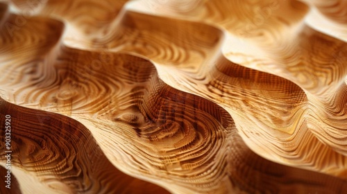 Abstract wooden texture with undulating waves and grain patterns.