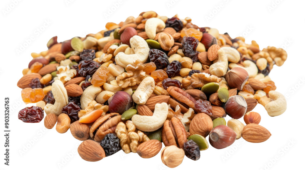 Mix of nuts and dry fruits on transparent background Mix of nuts and dry fruits on transparent background