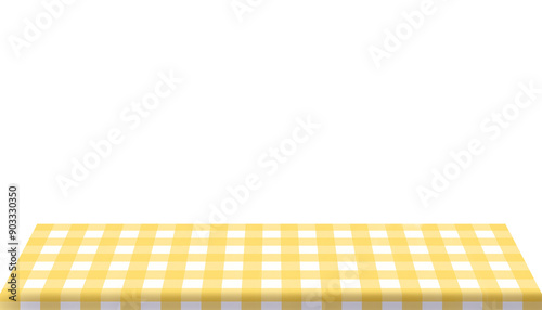 illustration of a Checkered table cloth on a table on a transparent background, gingham tablecloth, tabletop,  picnic cloth, countertop, counter, kitchen counter, dining table, plaid cloth, isolated