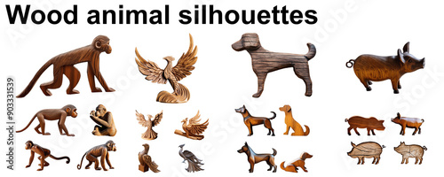 wood animal silhouette sculpture collection astrology set