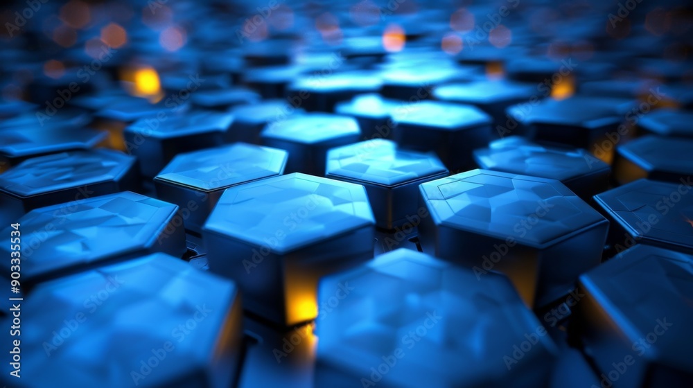 Obraz premium 3D background with hexagons illuminated from within creating a luminous effect