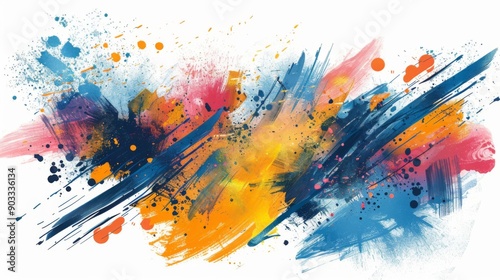 Artistic abstract design with handpainted brush strokes and splatters