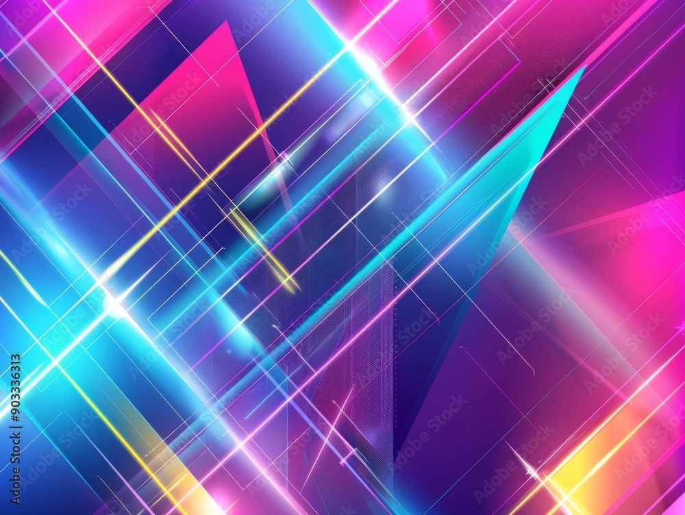Bright abstract background with neon lines and geometric shapes Bright abstract background with neon lines and geometric shapes
