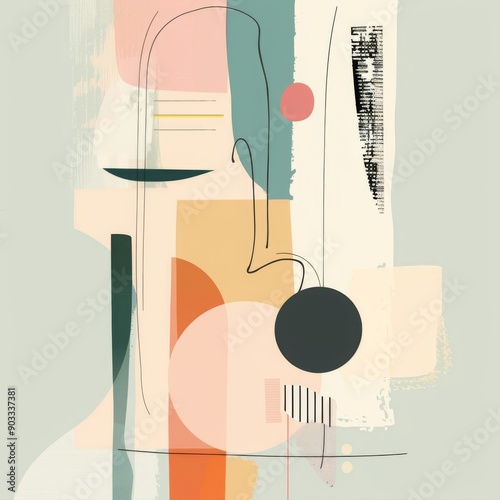 Minimalist abstract design with soft pastel tones and simple lines