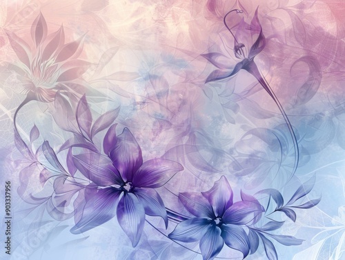 Romantic abstract background with floral patterns and pastel tones