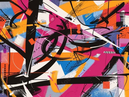 Urbaninspired abstract background with graffiti elements and bold lines