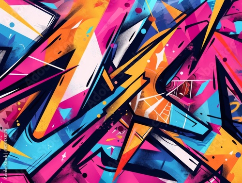 Urbaninspired abstract background with graffiti elements and bold lines