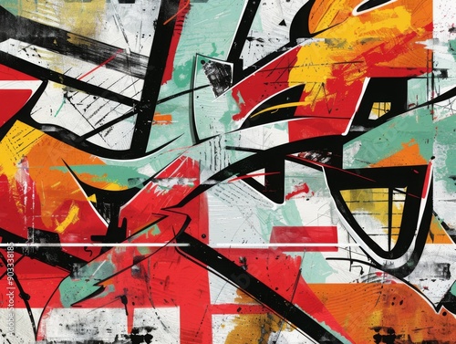 Urbaninspired abstract background with graffiti elements and bold lines