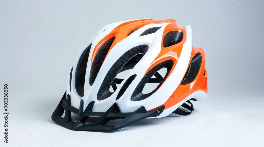 Orange and White Bike Helmet Orange and White Bike Helmet