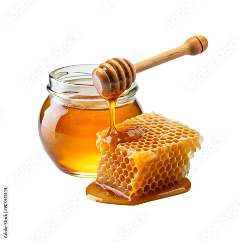 honey in a jar and dipper