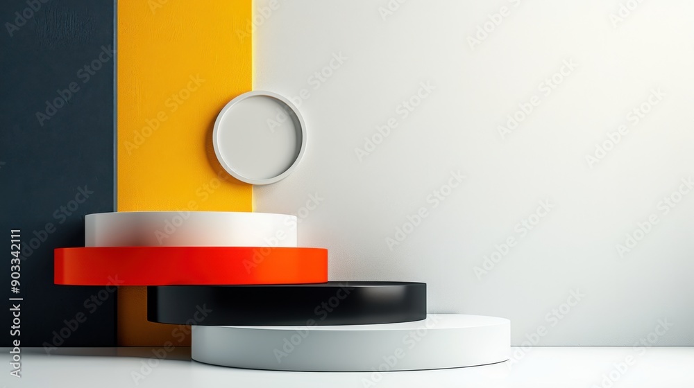 Minimalist view of an Olympic podium with three distinct levels, marked ...