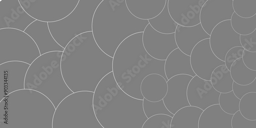 Geometric pattern of gray circles in hard light with strict black contrast shadows as motion swarm in random, top view.  abstract template design Banner Pattern texture space concept.