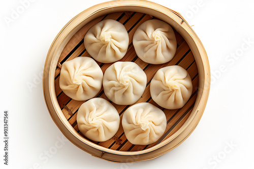 Top-Down View of Steamed Chinese Dumplings