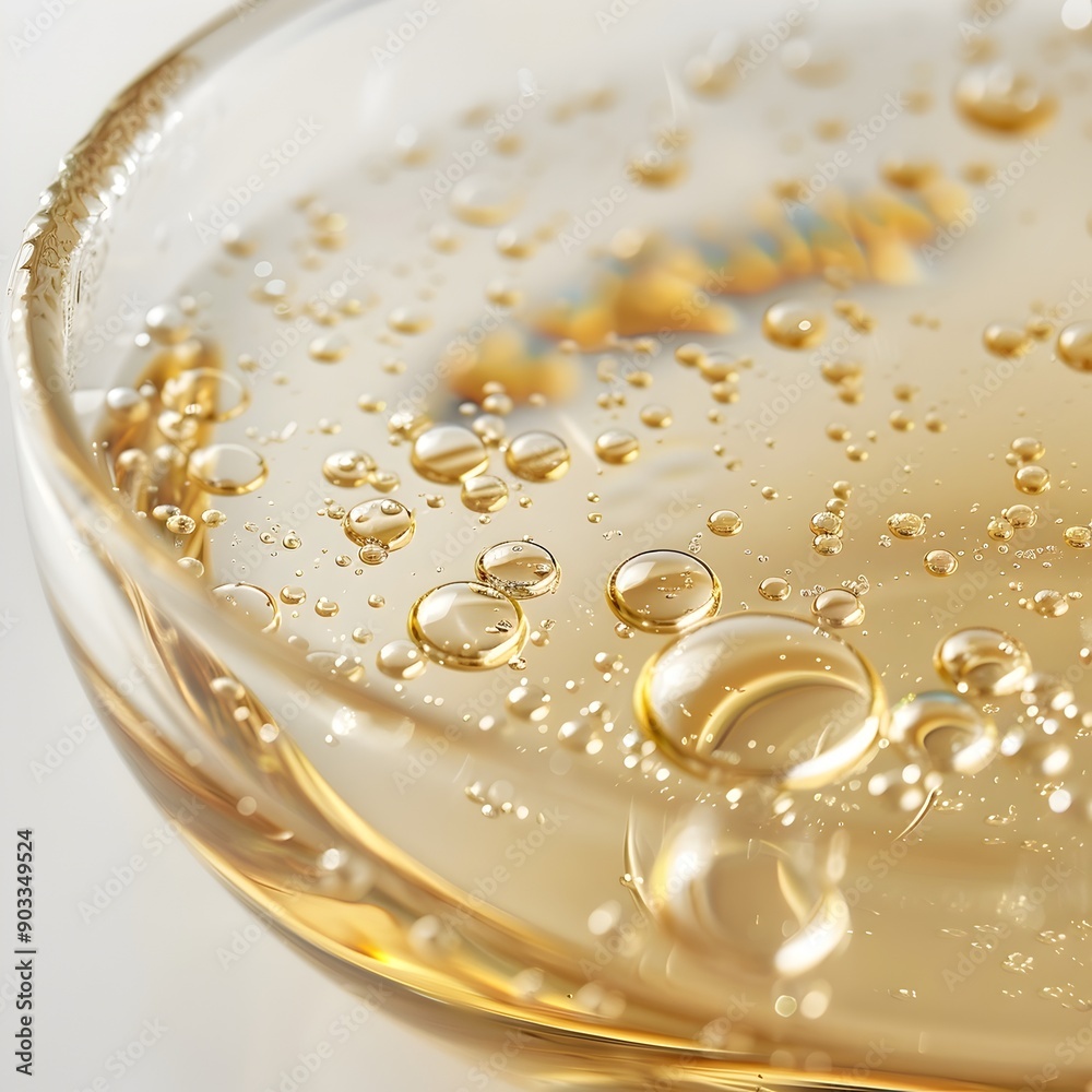 Fresh Skin Care Product in Golden Droplets: A Delicate and Vital Composition