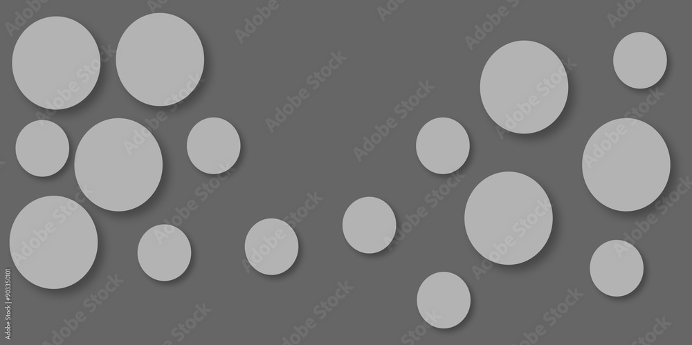 Geometric pattern of gray circles in hard light with strict black contrast shadows as motion swarm in random, top view. abstract template design Banner Pattern texture space concept. Geometric pattern of gray circles in hard light with strict black contrast shadows as motion swarm in random, top view. abstract template design Banner Pattern texture space concept.