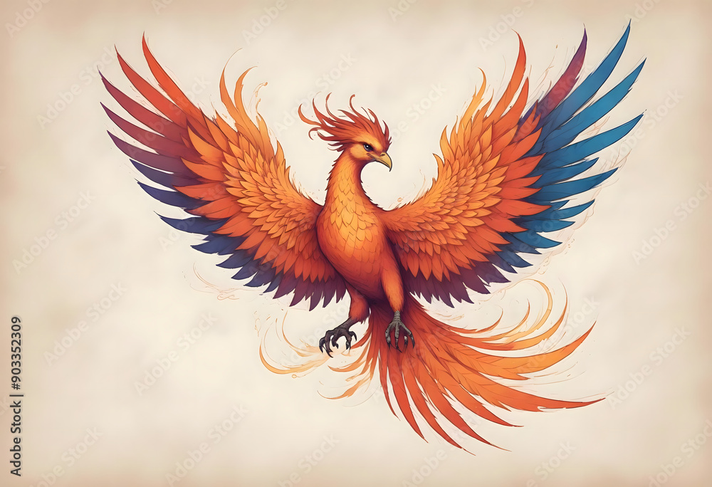 Obraz premium A phoenix bird digital art, a phoenix bird illustration