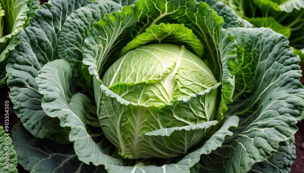 Obraz premium Freshly harvested cabbage ready for the market