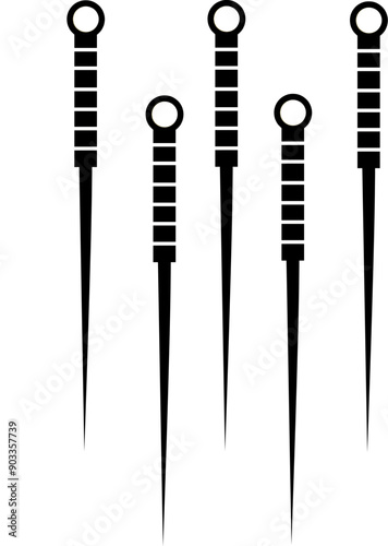 Acupuncture icon set. Chinese needle alternative medicine and treatment symbol collection. Medical illustration
