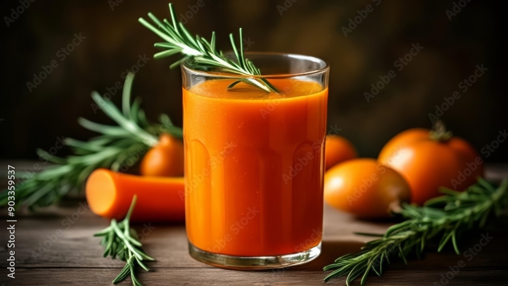 Freshly squeezed orange juice with a twist of rosemary Freshly squeezed orange juice with a twist of rosemary