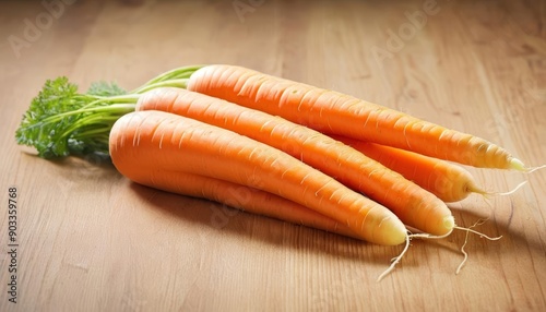  Freshly harvested carrots ready for a healthy meal photo