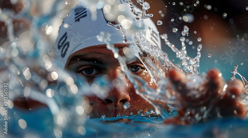 male swimming in competition