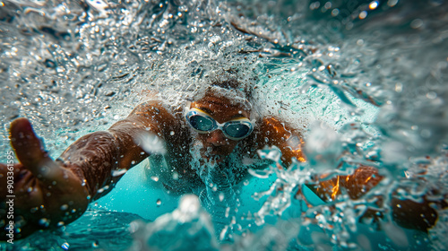 male swimming in competition