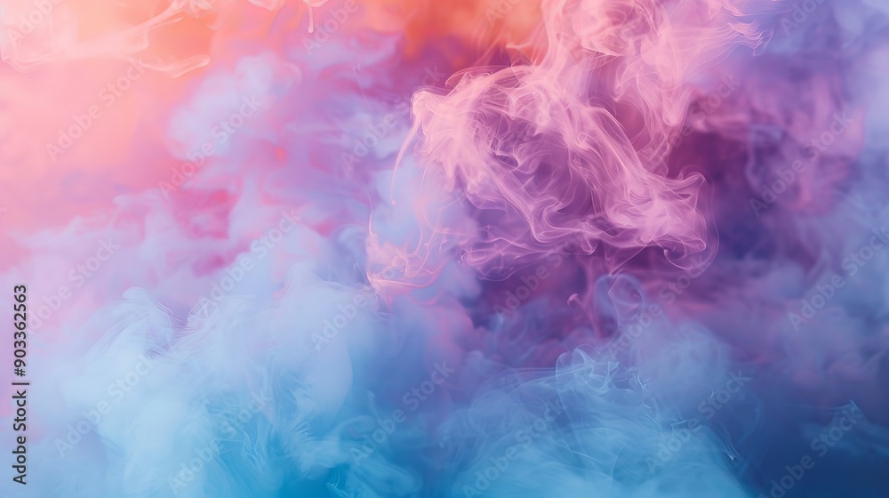 background smoke of a colored floating liquid in the trend colors pink, orange, blue and violet 