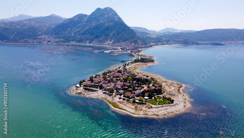 Lake Egirdir of Turkey is situated in the Isparta province. It is also known as the 'seven colored lake' due to its daily and seasonal differentiations in its color. photo