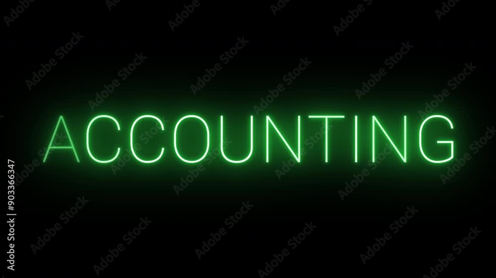 4K neon green accounting sign flickers on a black background 4K neon green accounting sign flickers on a black background