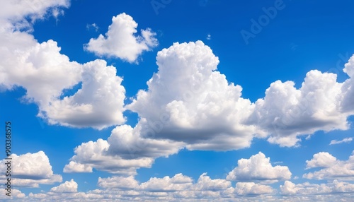  Clear skies with fluffy clouds photo