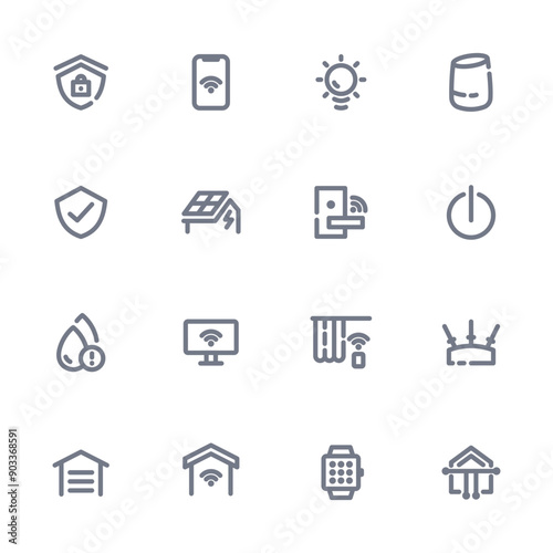 Vector Smart Home Icon for Home Technology with Lineart Style