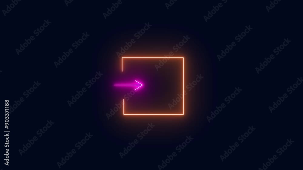 Neon Direction Arrow Symbol. Animation downloading arrow.