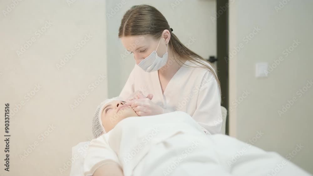 Cosmetologist Performing Facial Injection Procedure Cosmetologist Performing Facial Injection Procedure
