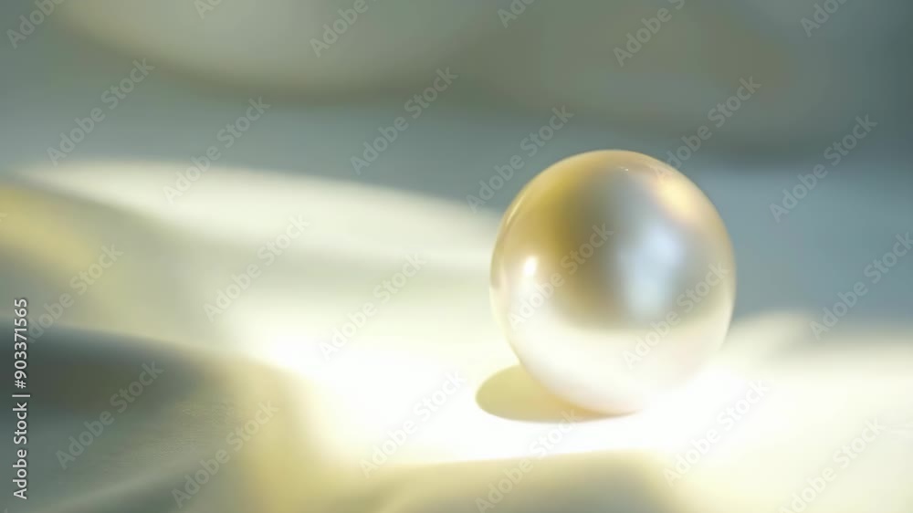 A single, luminous pearl rests on a smooth fabric surface, bathed in soft, natural light. The gentle shadows and reflections highlight the pearl's smooth texture. The image evokes a serene and A single, luminous pearl rests on a smooth fabric surface, bathed in soft, natural light. The gentle shadows and reflections highlight the pearl's smooth texture. The image evokes a serene and